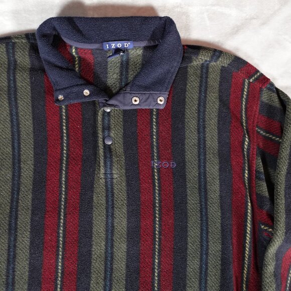 Izod Other - Vintage IZOD Vertical Stripe Fleece 1/4 Button Sweater Mens XL Colorful 90s